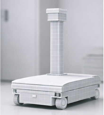 A 3D-printed model of a AGV machine.