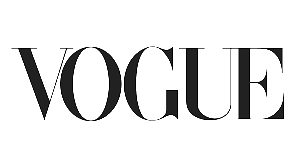Vogue magazine logo in black text.