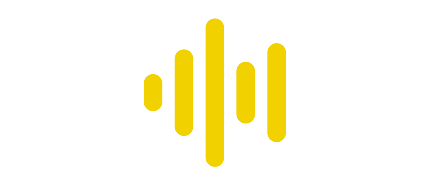 Graphic of a yellow and black sound wave design on a black background with the text "Audio"