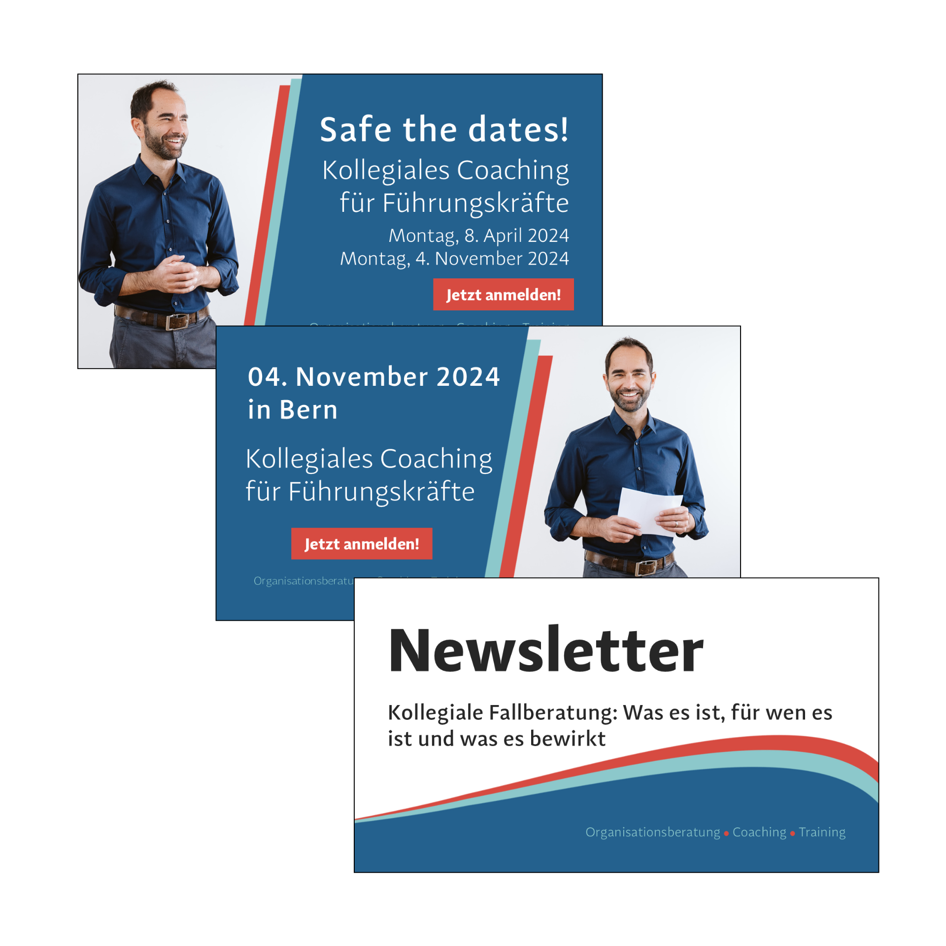 MockUp-Darstellung PowerPoint-Folien für Newsletter-Banner in LinkedIn