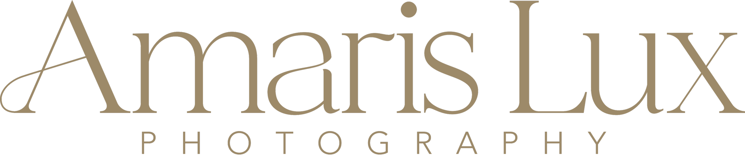 Logo for Amaris Lux Photography, featuring elegant serif font and a black background.