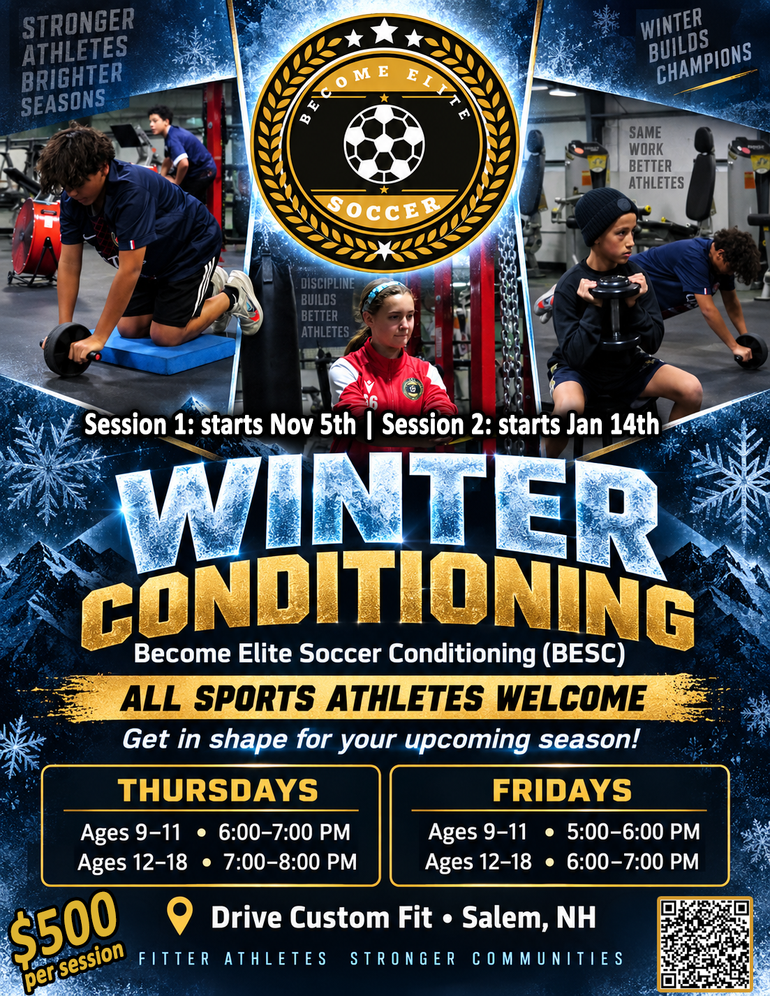 Become Elite Soccer BESC Soccer Clinic Flyer