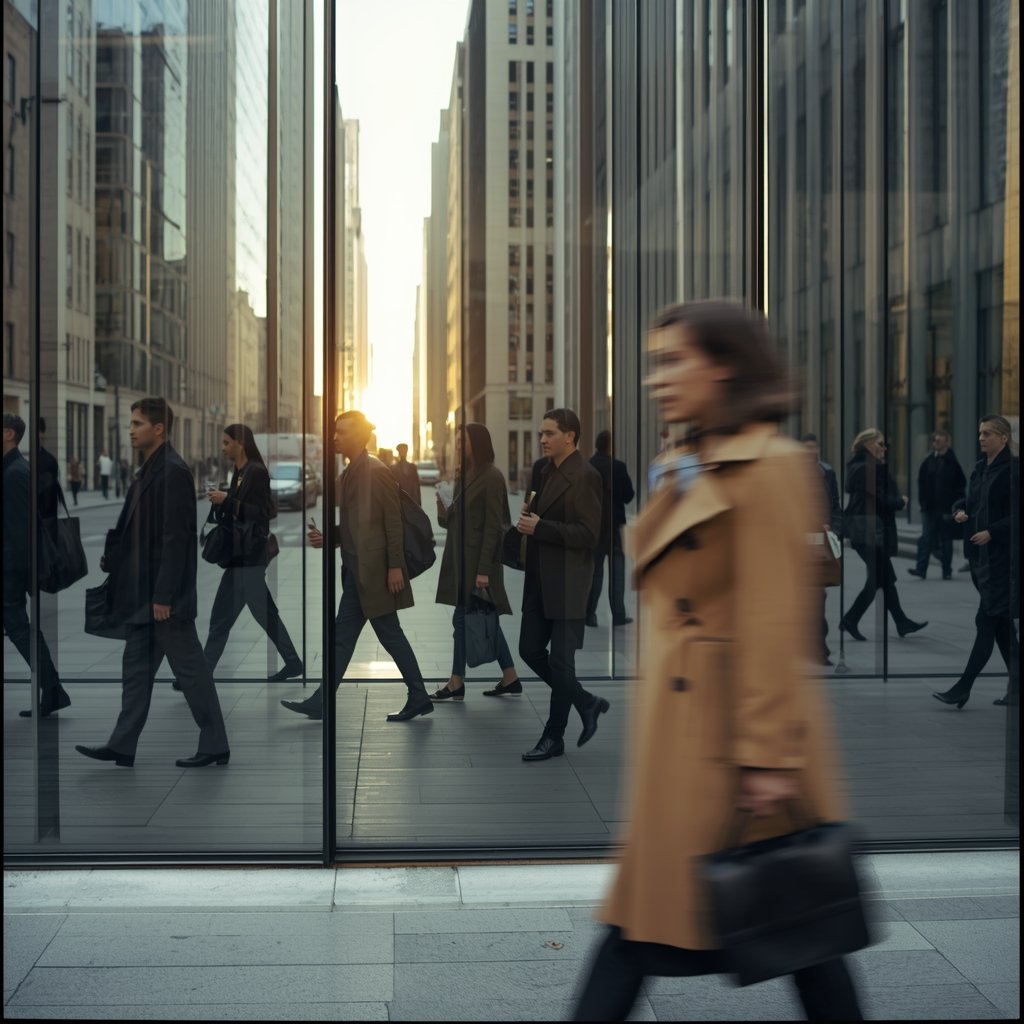 Människor i rörelse genom stadsmiljö – representerar tempo och mätbar effekt i marknadsföring