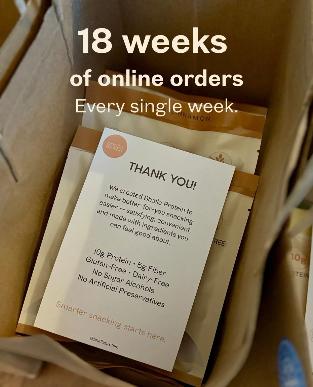 Another milestone worth celebrating! 🎉

18 consecutive weeks of online orders!

Seeing Bhalla Protein make its way into homes across Ontario, week after week, has been incredibly rewarding.

From first-time customers discovering us to familiar names