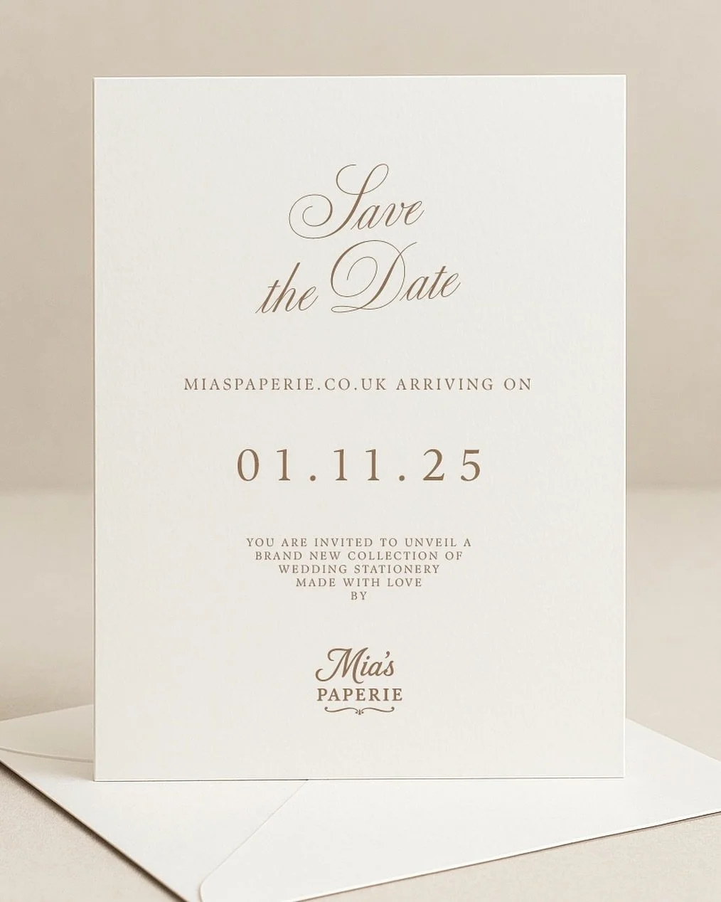 Save the Date! 🤍

On 01.11.25 the new Mia&rsquo;s Paperie website and my first Wedding Stationery collection are arriving!

I can&rsquo;t wait to share everything and there may be a little giveaway to celebrate! 🍾😁