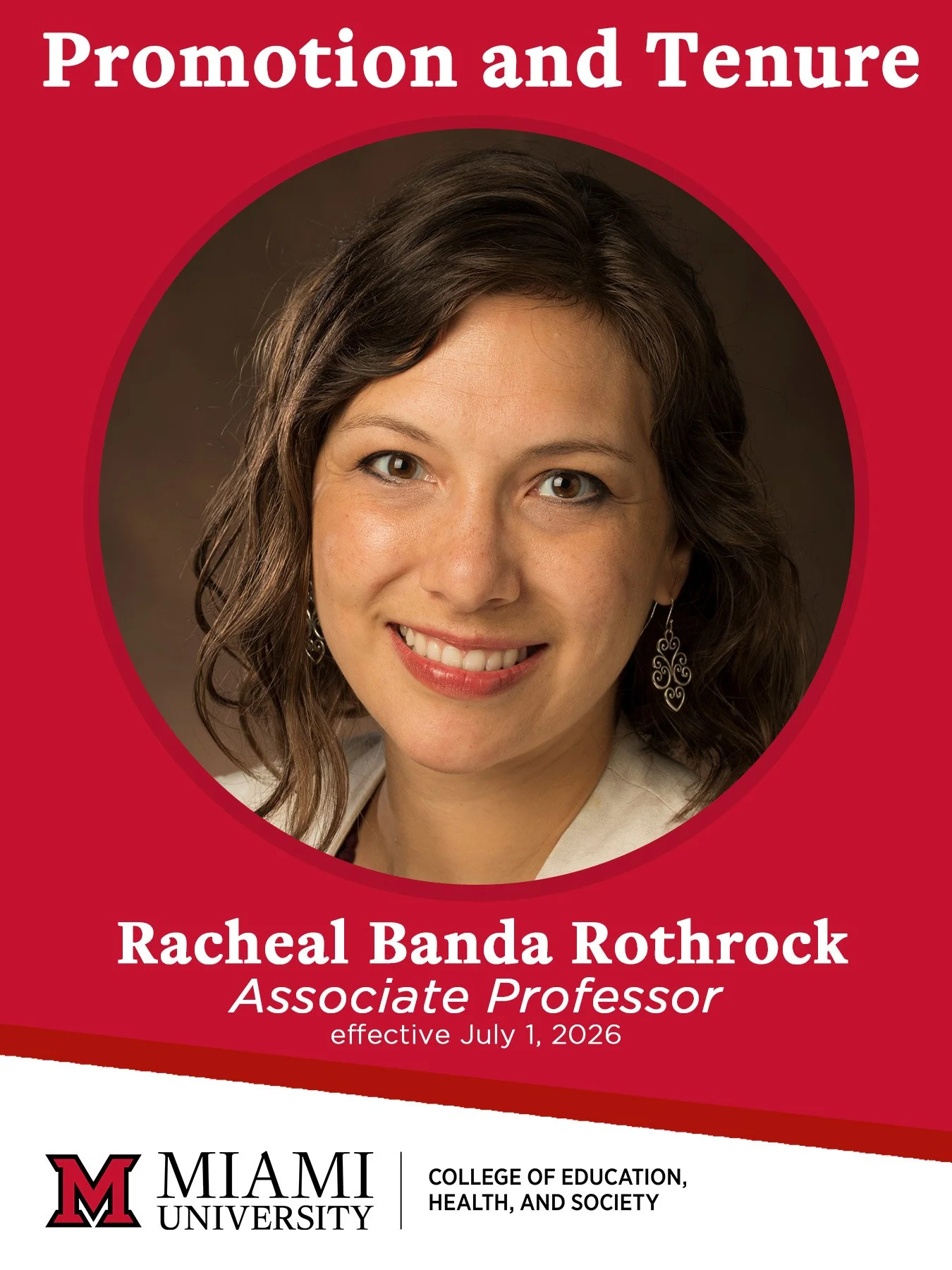 Congratulations are in order for Racheal Banda Rothrock, who was just promoted to Associate Professor! Well done!