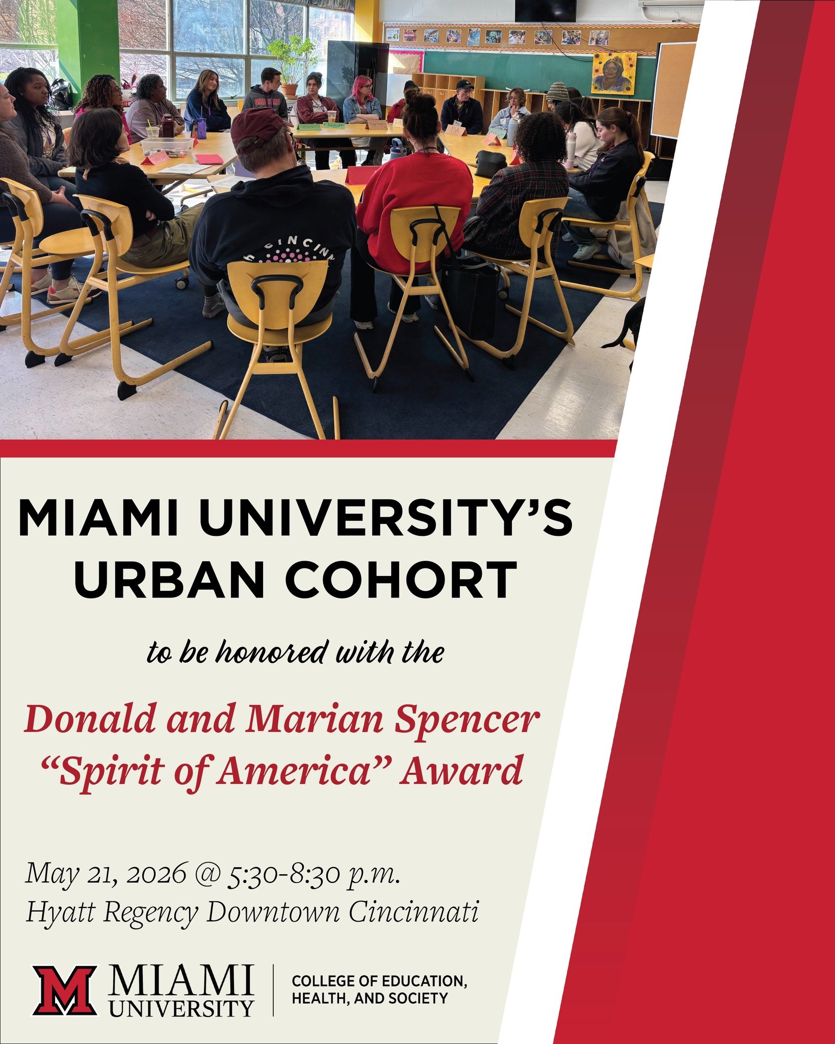 We are so proud of our Urban Cohort program for winning this year&rsquo;s Donald and Marian Spencer Spirit of America award from the Cincinnatus Association!

Congratulations to the dedicated and passionate students, faculty, and staff at work within
