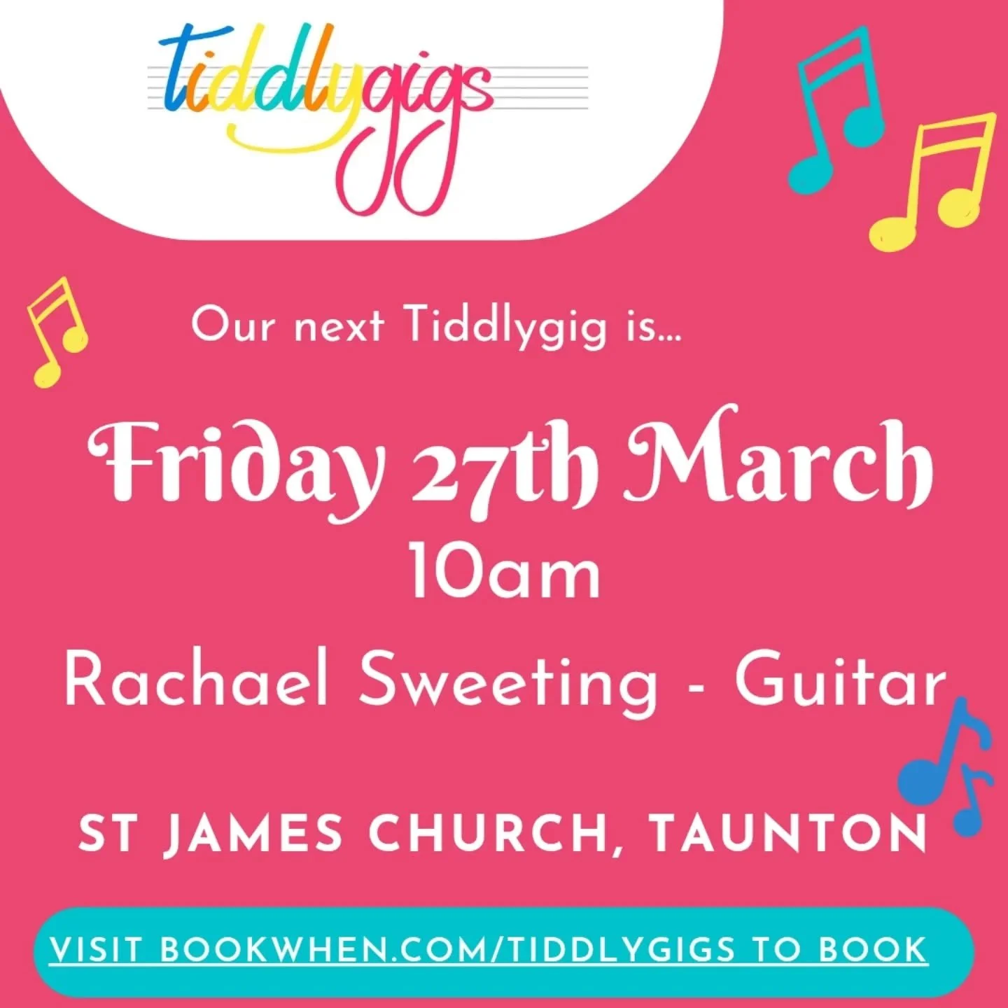 We&rsquo;re delighted to welcome back the wonderful Rachael Sweeting for our next Tiddlygigs concert! Join us for a lively morning of music with plenty of chances for little ones to dance and join in. As always, we&rsquo;ll finish with tea, coffee an