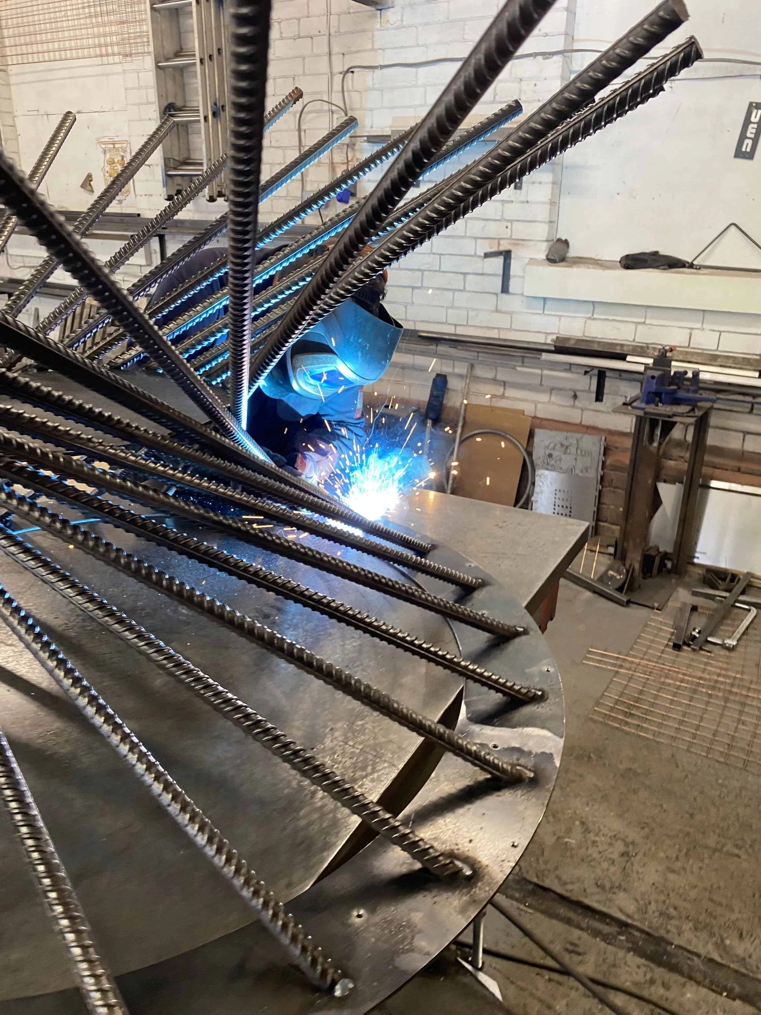 Custom metal fabrication for commercial furniture in the Foundry Studio workshop