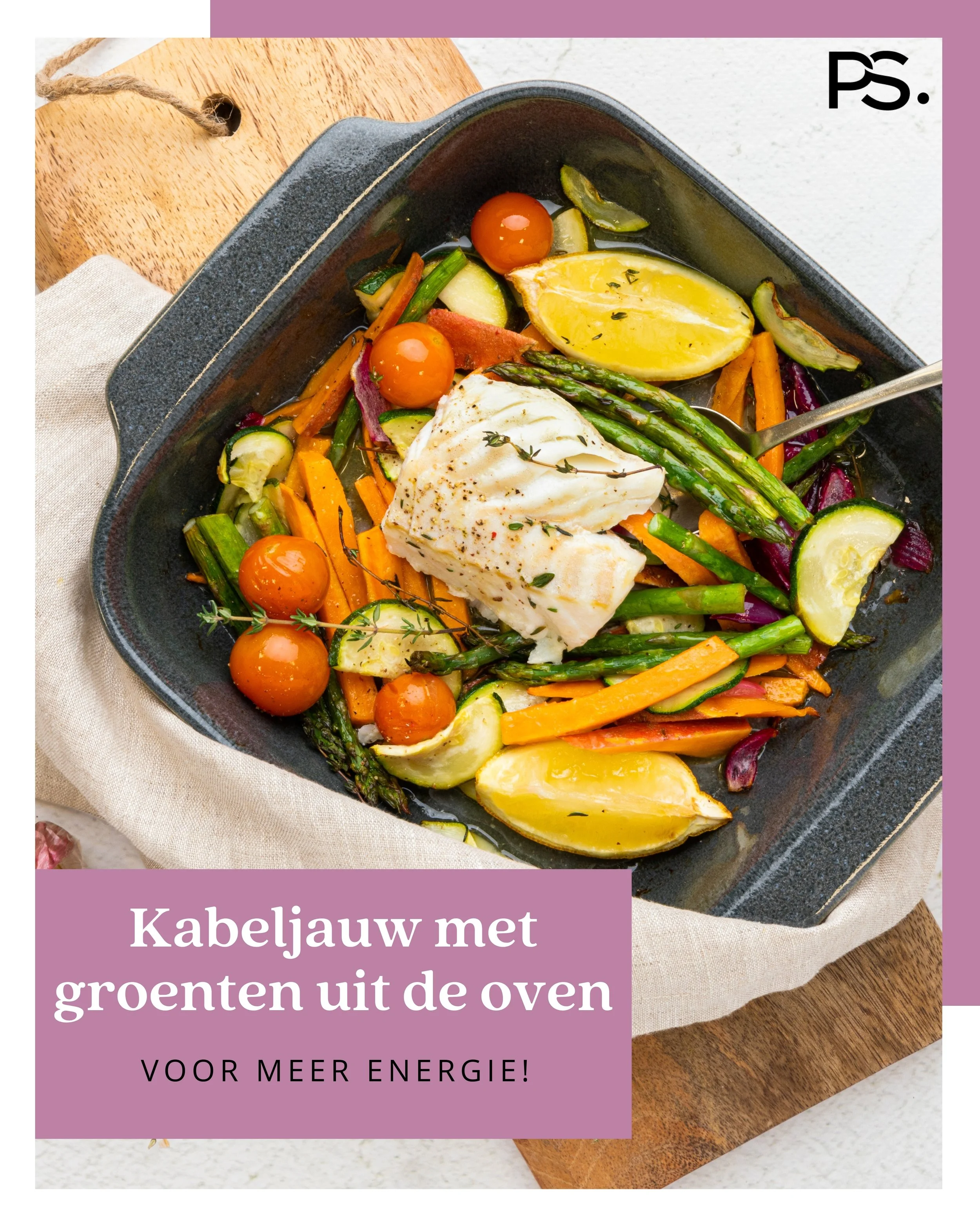 Kabeljauw met groenten uit de oven