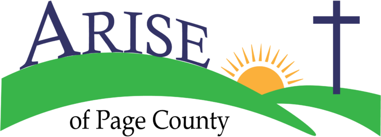 A colorful cartoon landscape with green hills, a yellow sun setting behind the hills, and a dark blue sky. "Arise" is written on the hill.