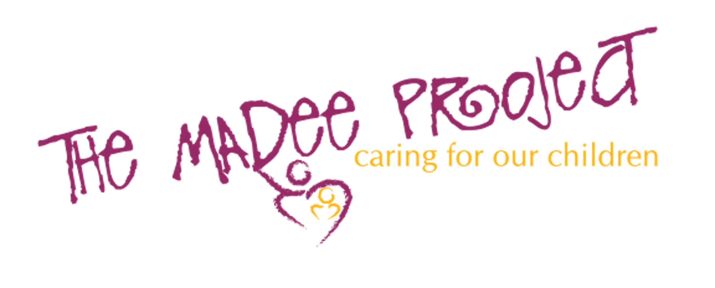 Logo with handwritten text saying 'The Made E printed' in purple and 'caring for our children' in orange.