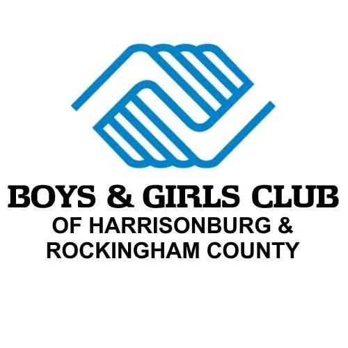 Logo of the Boys & Girls Club of Waynesboro, Staunton, and Augusta County, featuring two stylized hands interlocked in blue above the name of the organization.