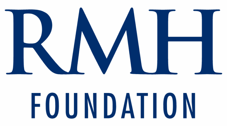 Logo for RMH Foundation in blue text.