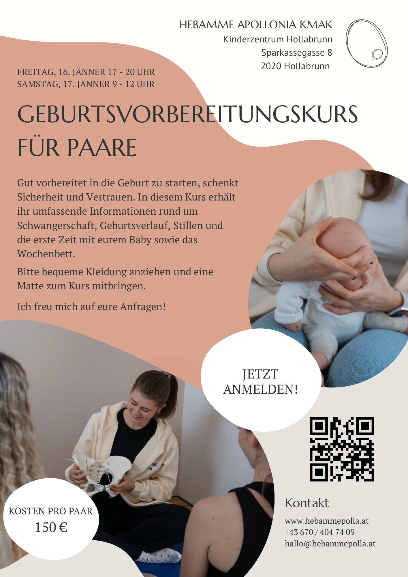 Geburtsvorbereitungskurs für Paare im Kinderzentrum Hollabrunn (16.01.26 & 17.01.26)