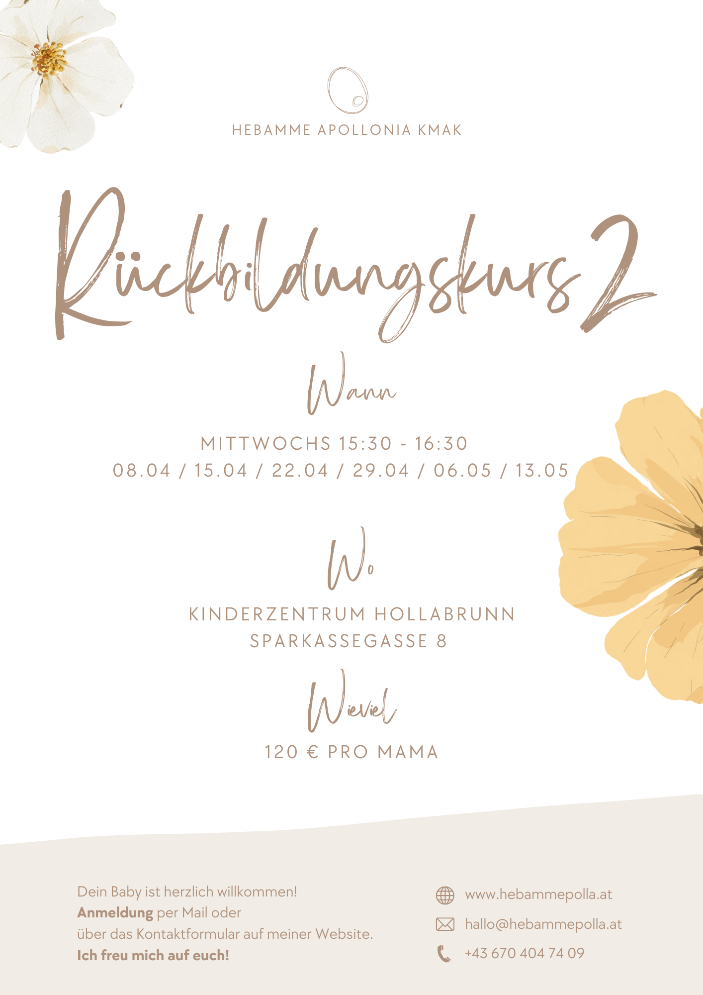 Rückbildungskurs mit Baby von Hebamme Apollonia Kmak im Kinderzentrum Hollabrunn