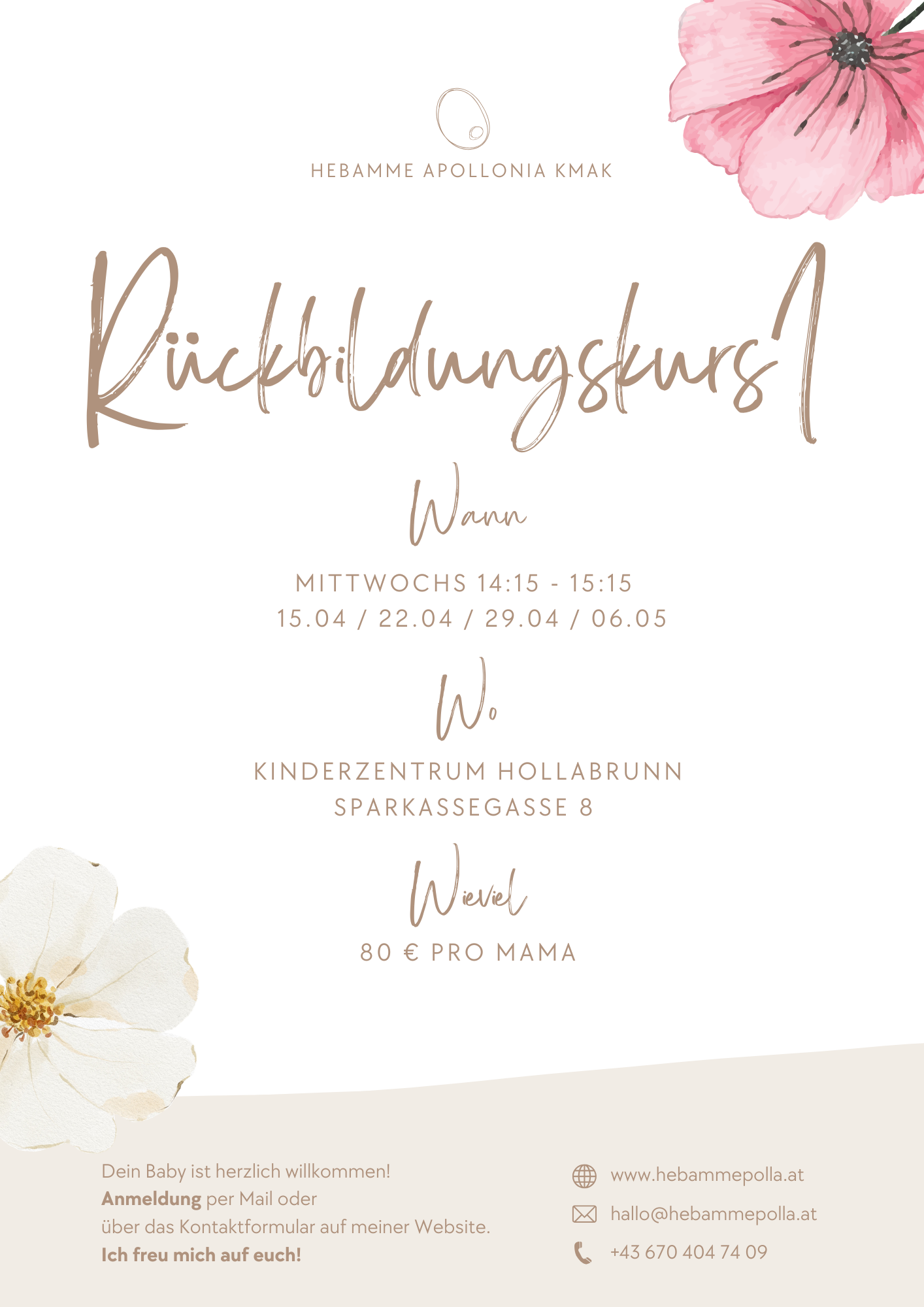 Rückbildungskurs mit Baby von Hebamme Apollonia Kmak im Kinderzentrum Hollabrunn