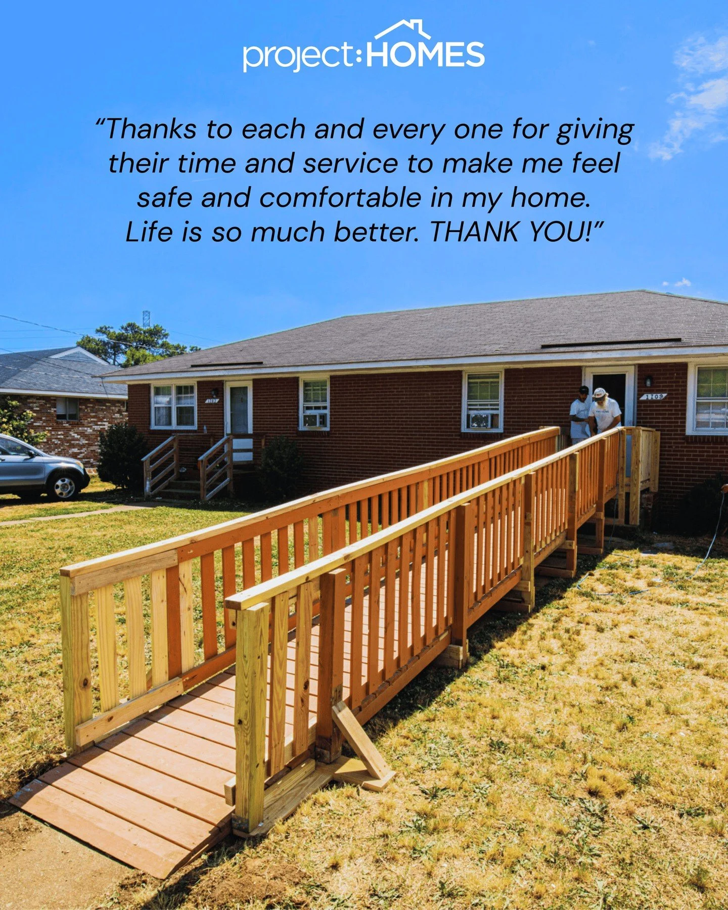 When community comes together, lives improve.⁠
⁠
This accessibility ramp built by our amazing volunteers helped restore safety, comfort, and independence at home. We&rsquo;re honored to be part of moments like these 💚⁠
⁠
If you or someone you know c