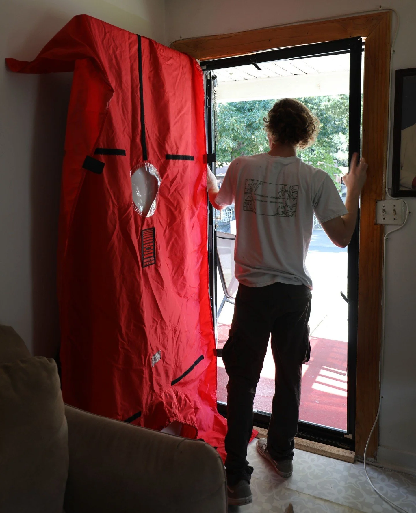 Weatherization helps make homes more energy efficient, comfortable, and affordable by sealing air leaks, improving insulation, and optimizing energy use.⁠
⁠
In this photo, we&rsquo;re performing a blower door test&mdash;a tool that helps us measure h