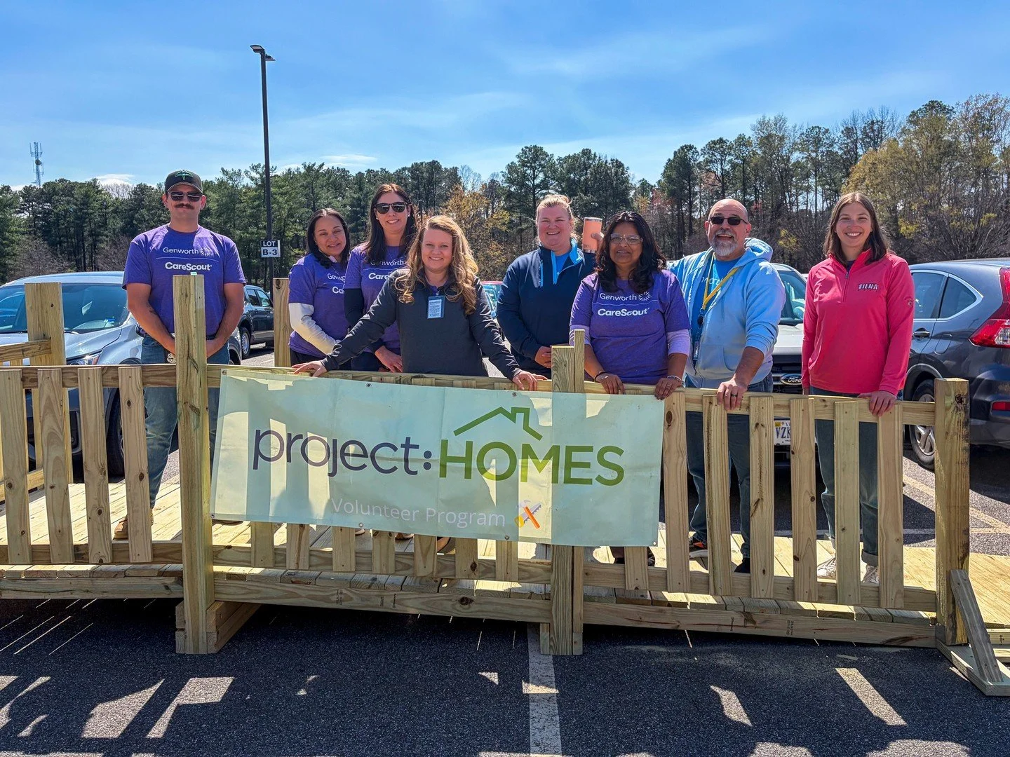 Genworth employees showed up in a big way for a project:HOMES ramp blitz right in their own parking lot, turning a familiar space into a hands-on volunteer build for accessibility over multiple days.⁠
⁠
After a quick safety orientation led by our Whe