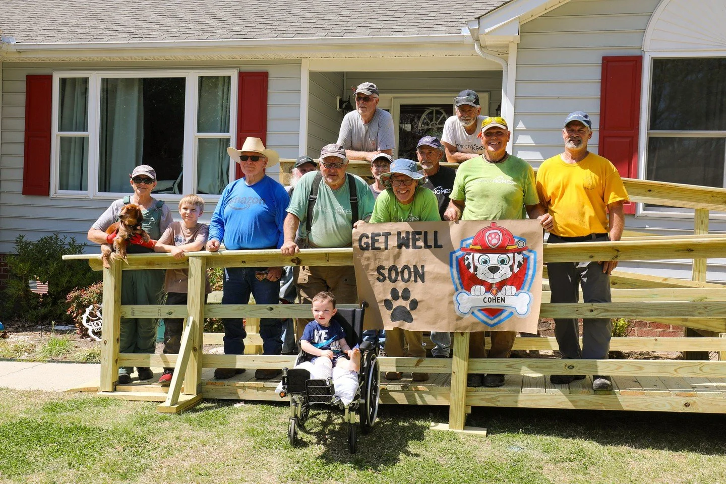 Our volunteer team recently completed an accessibility ramp for a local family whose two-year-old, Cohen, is recovering from an accident. Upon returning home, the family faced the challenge of safely navigating their front steps during their son's re