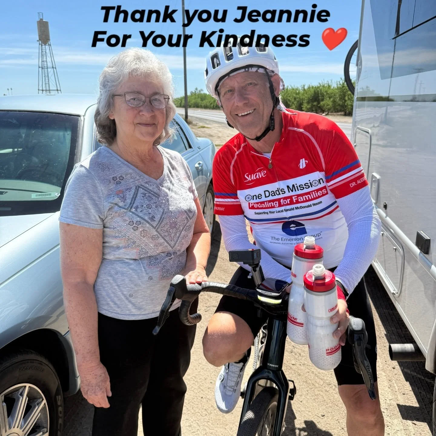 What a great day. While @1956tbird was waiting for me, Liz met Jeannie a grandmother of 4. She wanted to learn about One Dad's Mission and donated money. We presented Jeannie's donation to the @rmhccenvalley. Thank you Jeannie for your #kindness ❤️