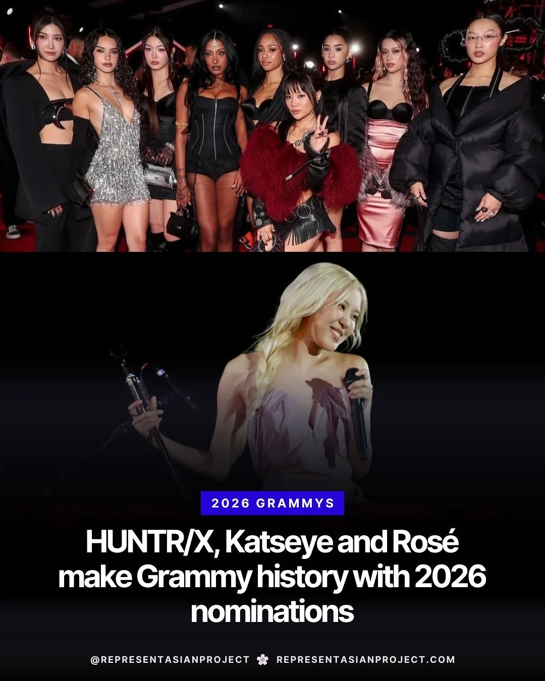 let&rsquo;s hear it for the girls!!!

HUNTR/X, @katseyeworld and @roses_are_rosie are making Grammys history with their 2026 nominations. 

Swipe through to learn more.