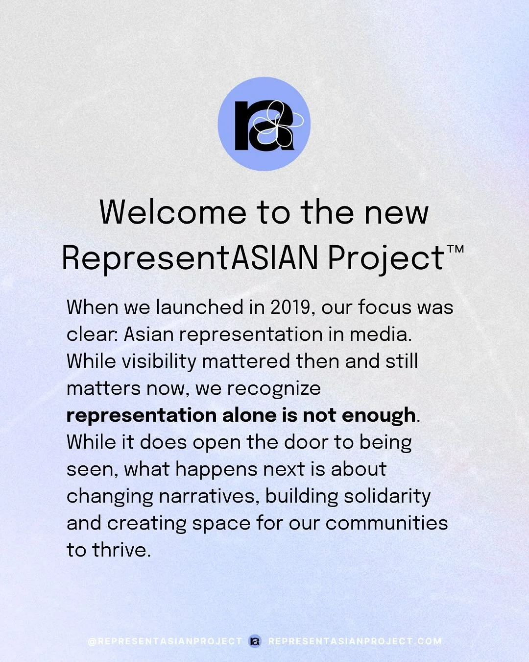 we were in need of a refresh so&hellip; WELCOME TO THE NEW AND IMPROVED @representasianproject! 🎉🎉🎉

Since we launched in 2019, we&rsquo;ve evolved into a media platform that not only spotlights Asian representation, but also celebrates the full s
