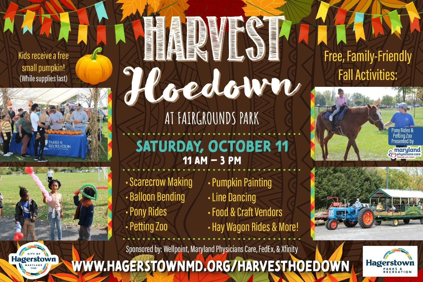 Come see Casimir Bakery at the Harvest Hoedown!
Join us Saturday, October 12 from 11 am - 3 pm at Fairgrounds Park near the North Pavilion Area for Harvest Hoedown.
Featuring scarecrow making, pumpkin and hand painting, balloon giveaways, Petting Zoo