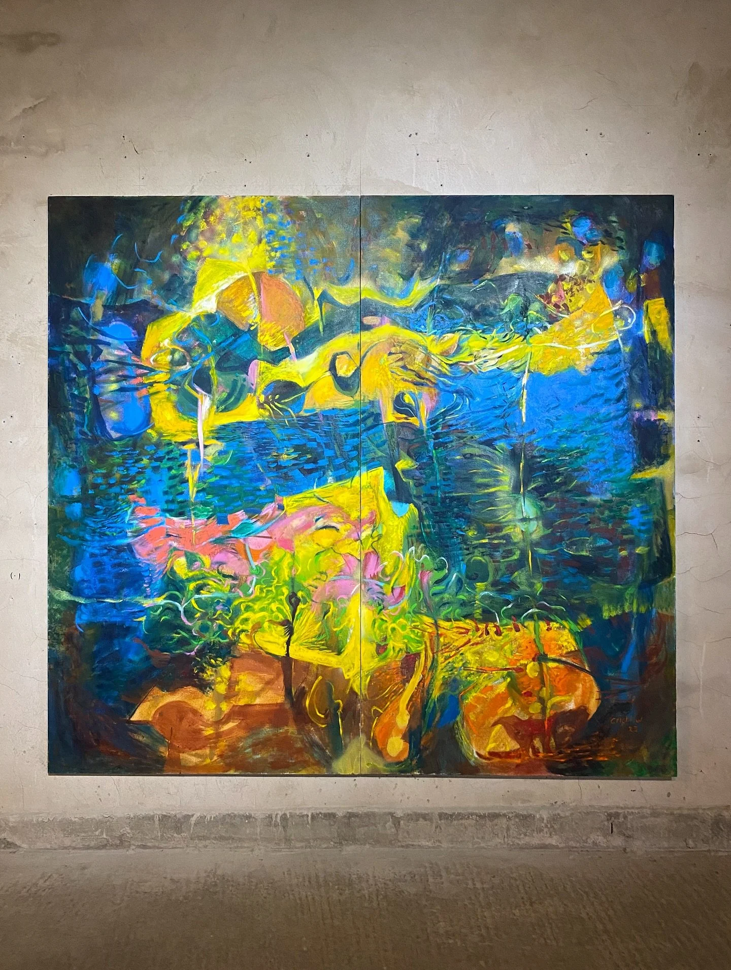 A painting by Kenwyn Crichlow
Accra, Ghana, December 2024.

I had to take a moment to contemplate the magic of this piece by @ken.crichlow 
Thank you Kenwyn and @gallery1957 
I fell in love with your universe. I think about it often. ❤️