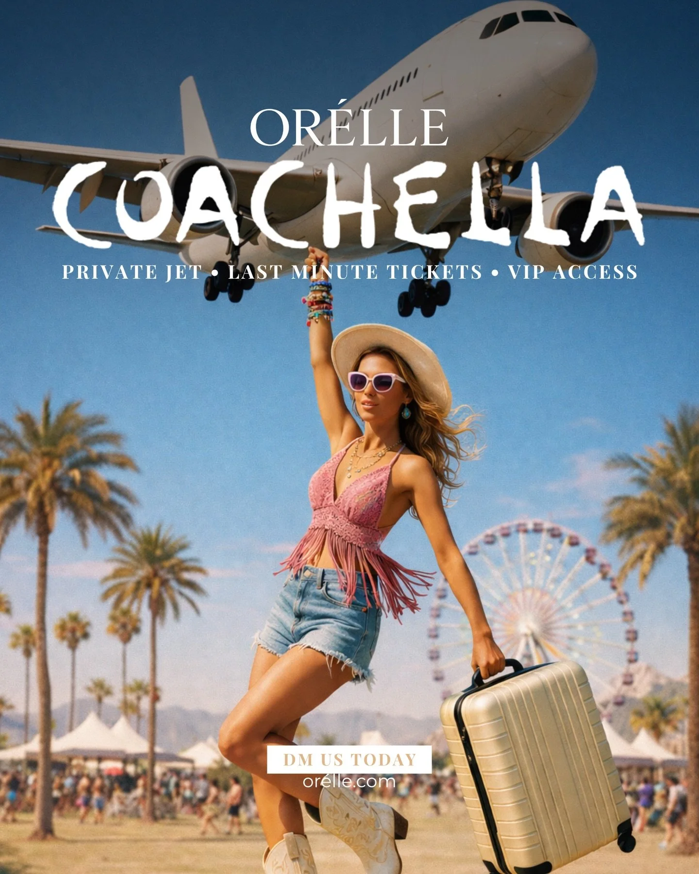 Coachella&hellip; or Bieberchella? 🎡✨

Either way, we&rsquo;ll get you there.

Private jet. Last-minute tickets. VIP access. 
No queues, no stress&hellip; just show up ✨

PS: we&rsquo;re getting you closa, closa &amp; cloosaaa 😉

#Orelle #Coachella