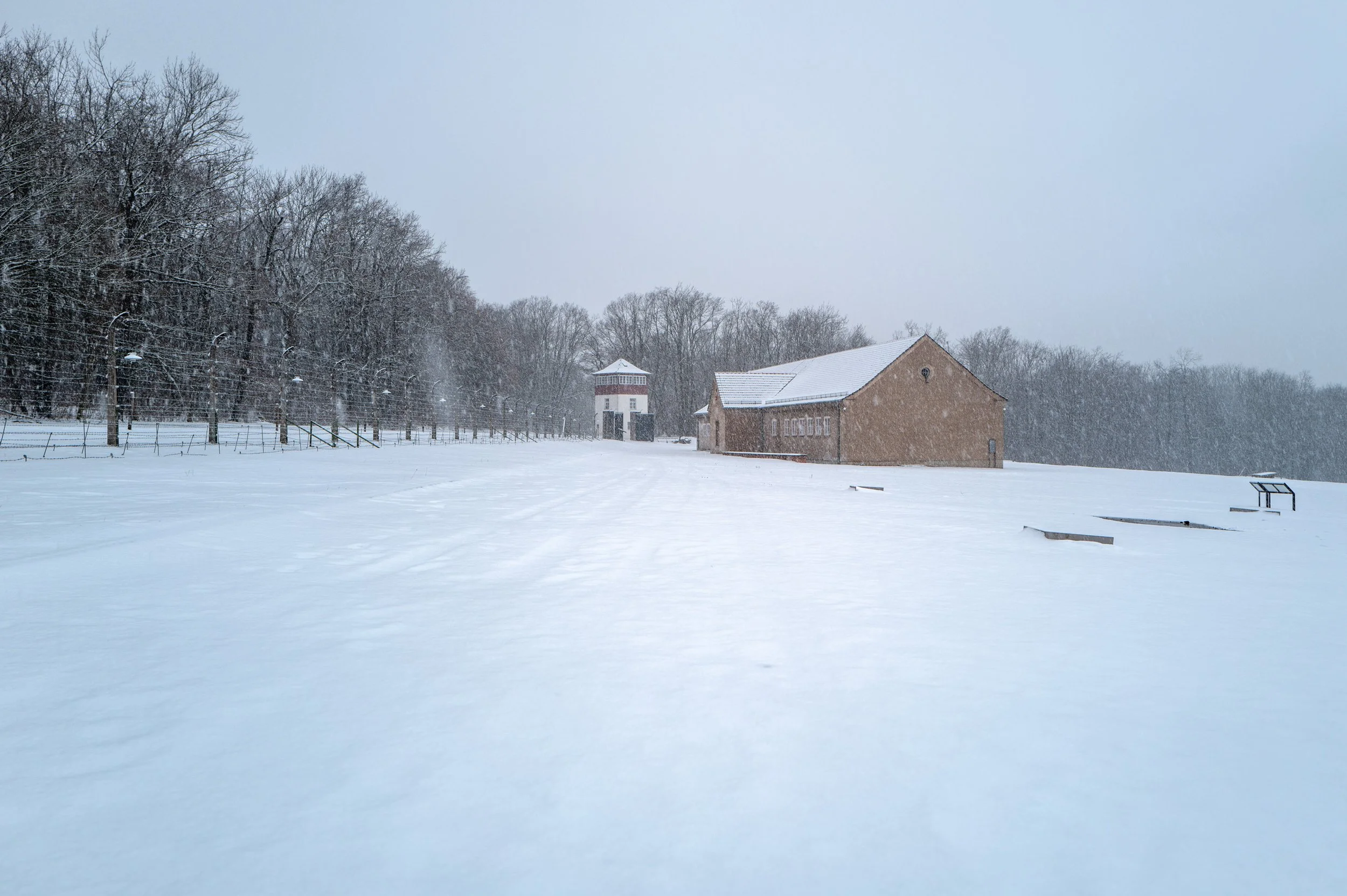 Konzentrationslager Buchenwald nahe Weimar im Schnee