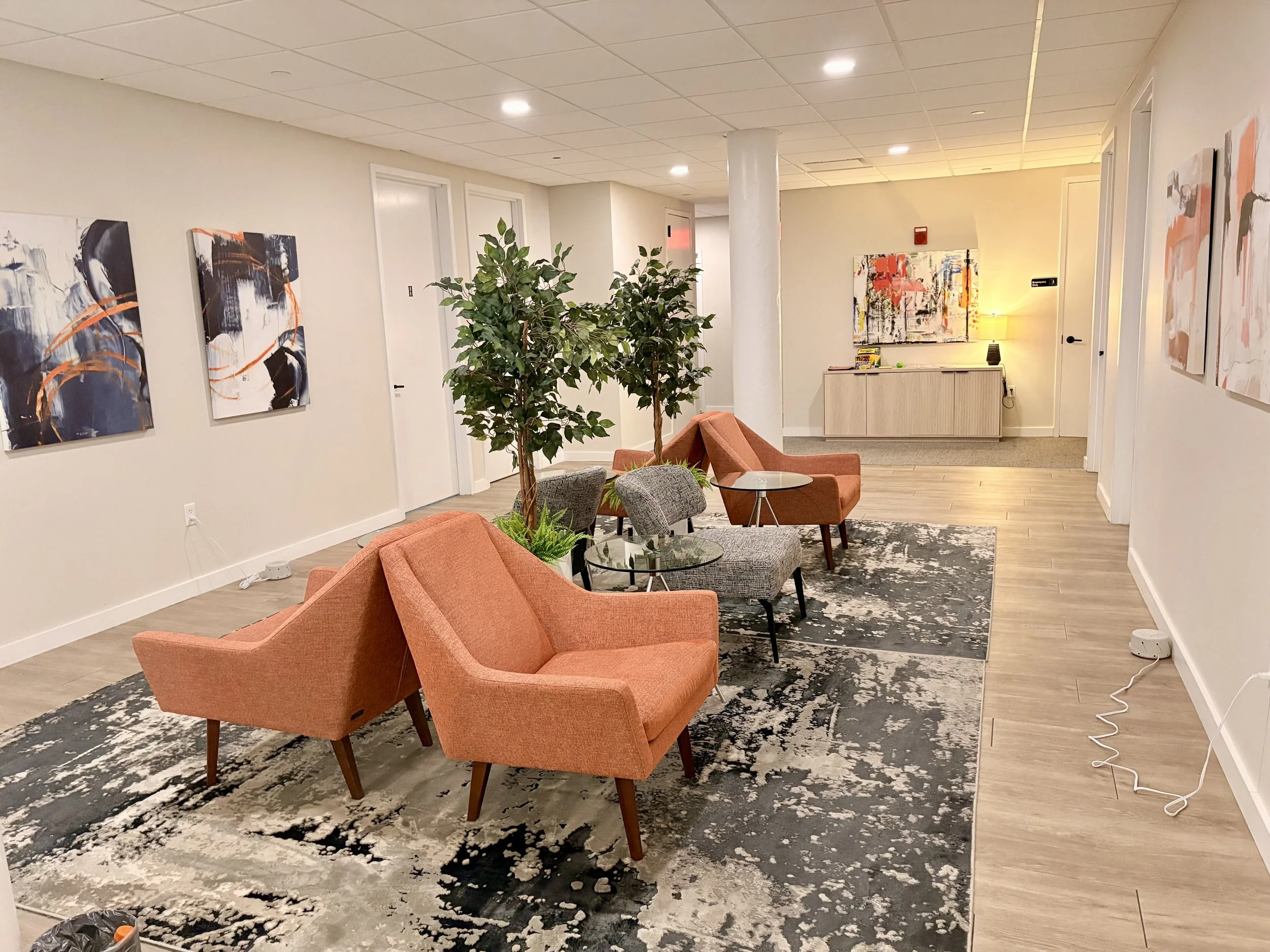 Waiting room at Katie Bellas Psychotherapy & Psychoanalysis in Union Square, New York City
