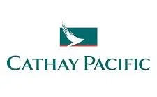 Cathay Pacific logo with a paper airplane icon.