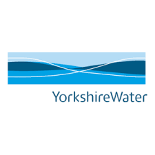 Yorkshire Water logo with stylized blue water waves