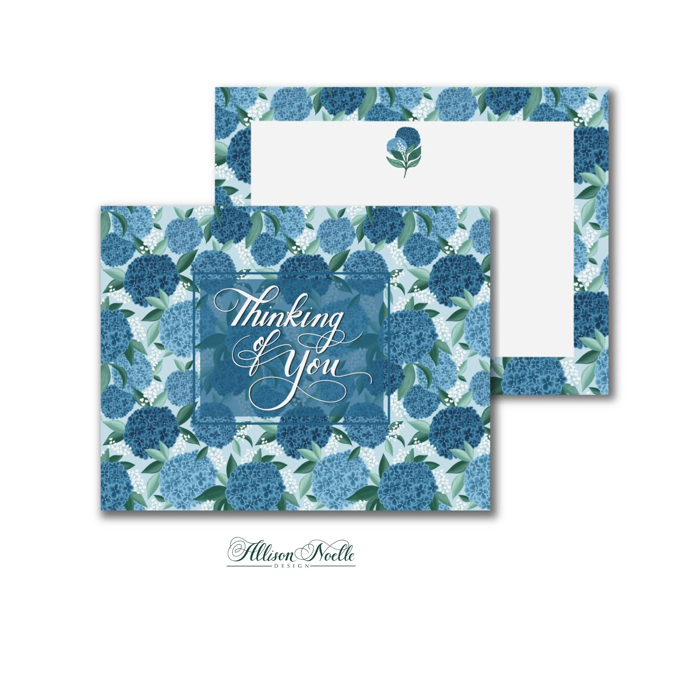 Thinking of You Floral Notecards | Blue Hydrangeas