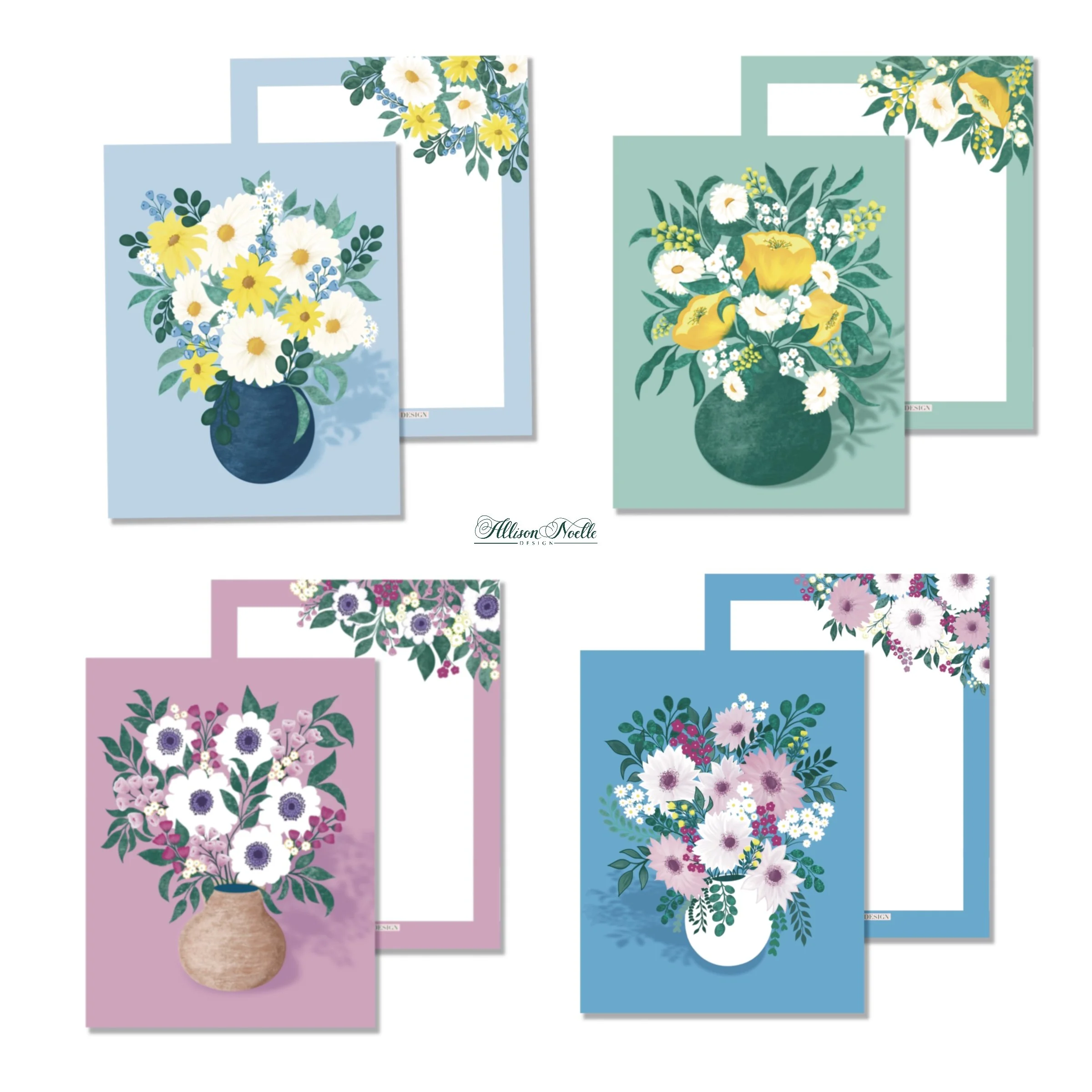 Floral Vase Notecards | Mixed Set