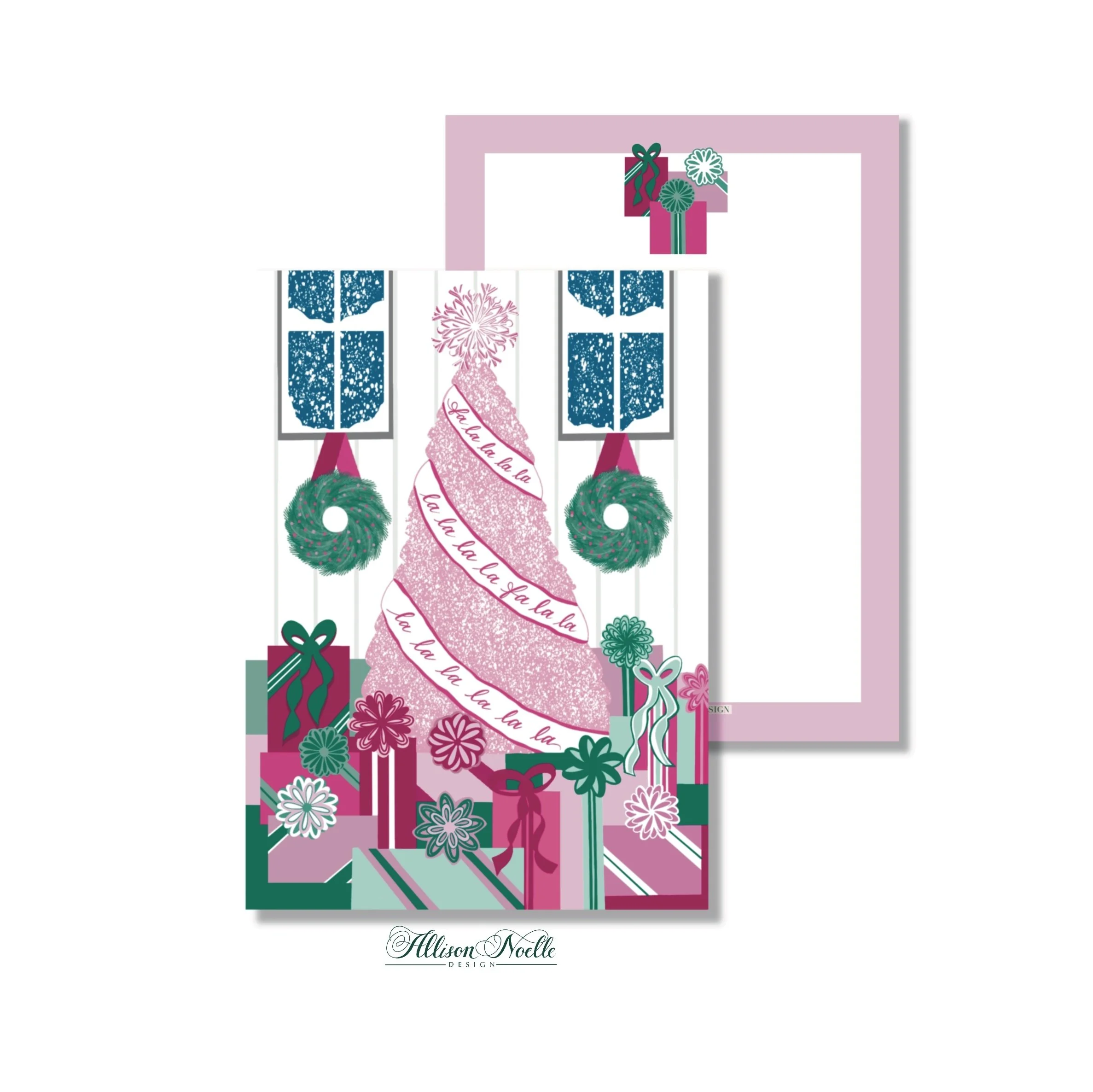 Pink Christmas Cards | Fa La La La La Tree