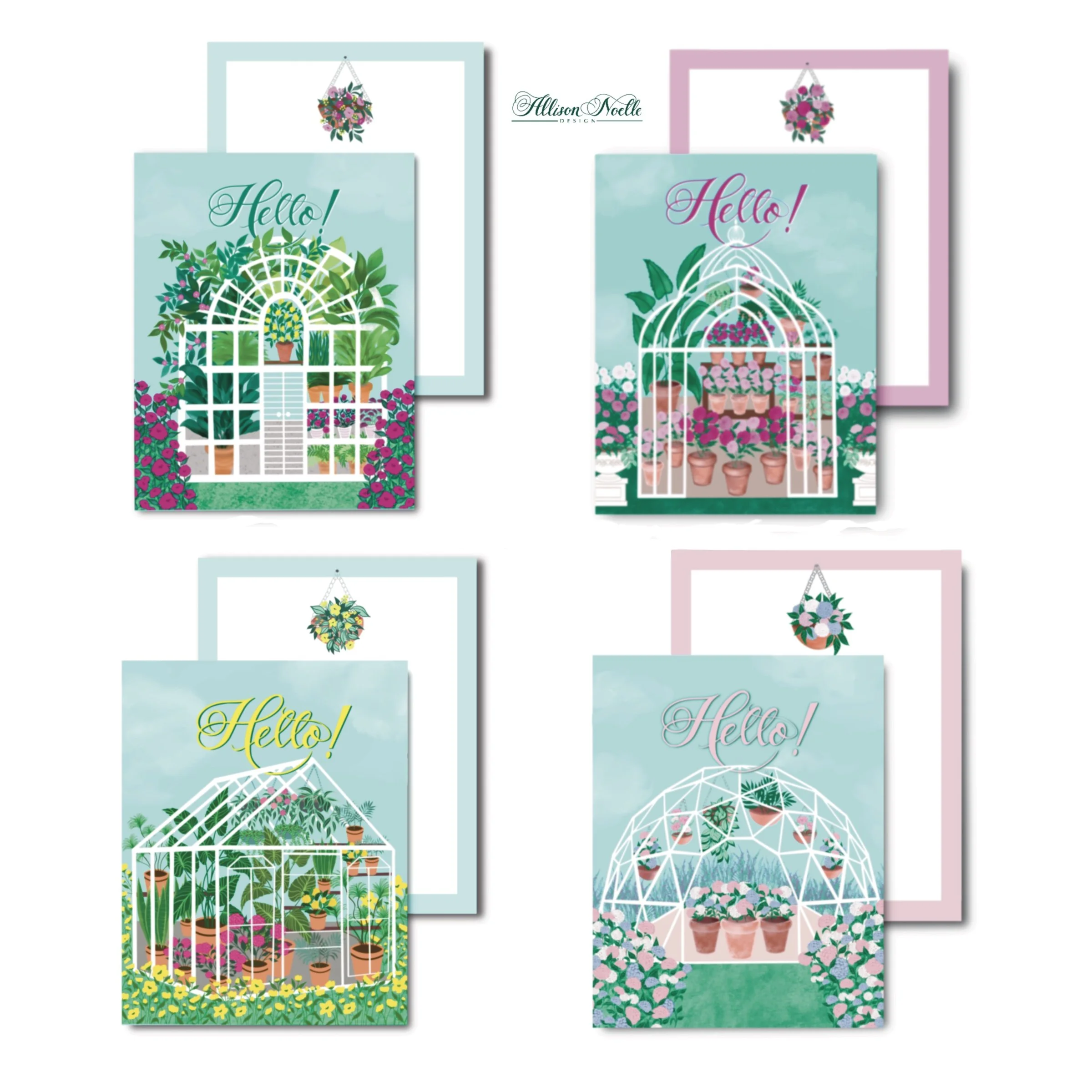Hello! Floral Greenhouse Notecards | Mixed Set