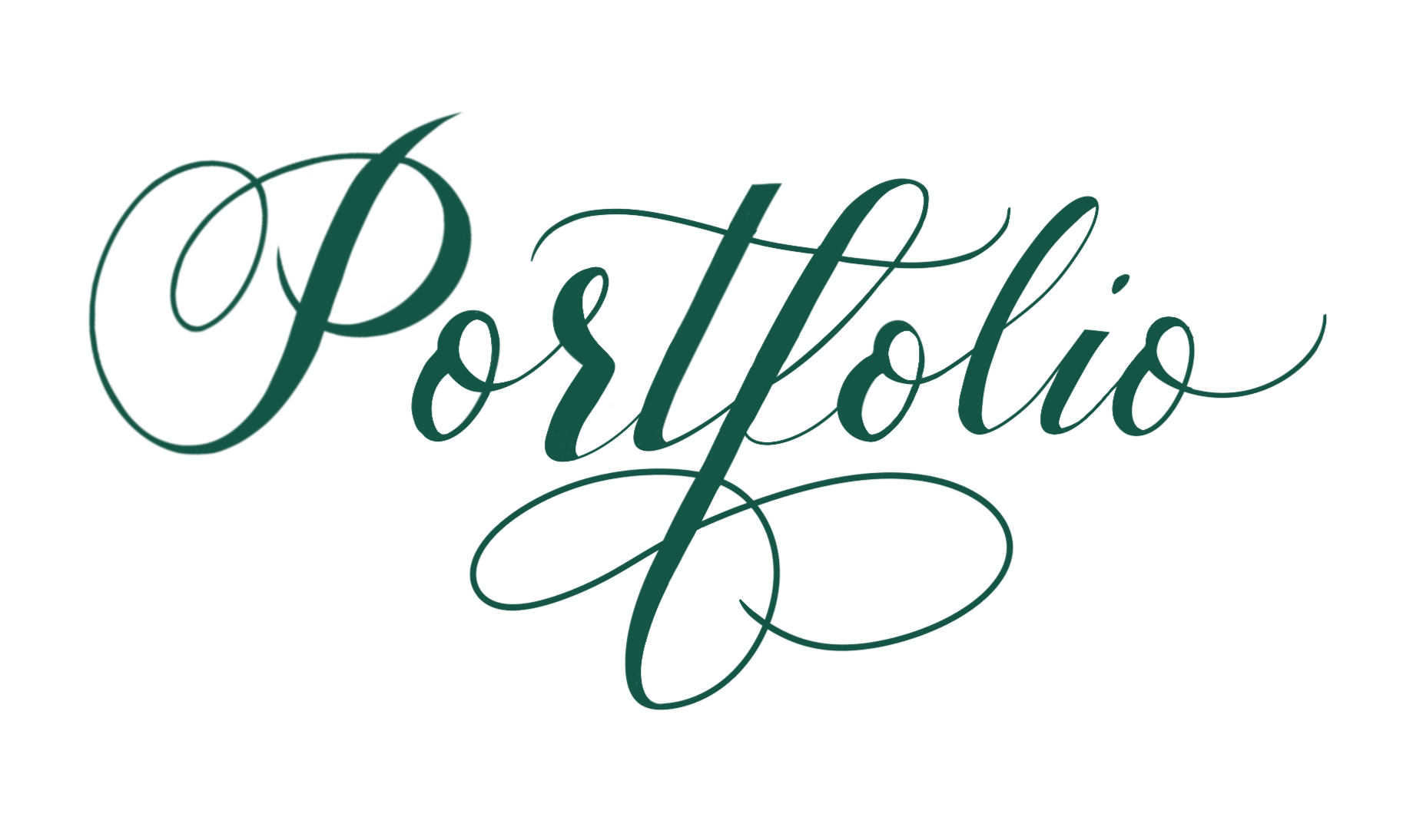 Stylized cursive text reading "Portfolio" in dark green color.