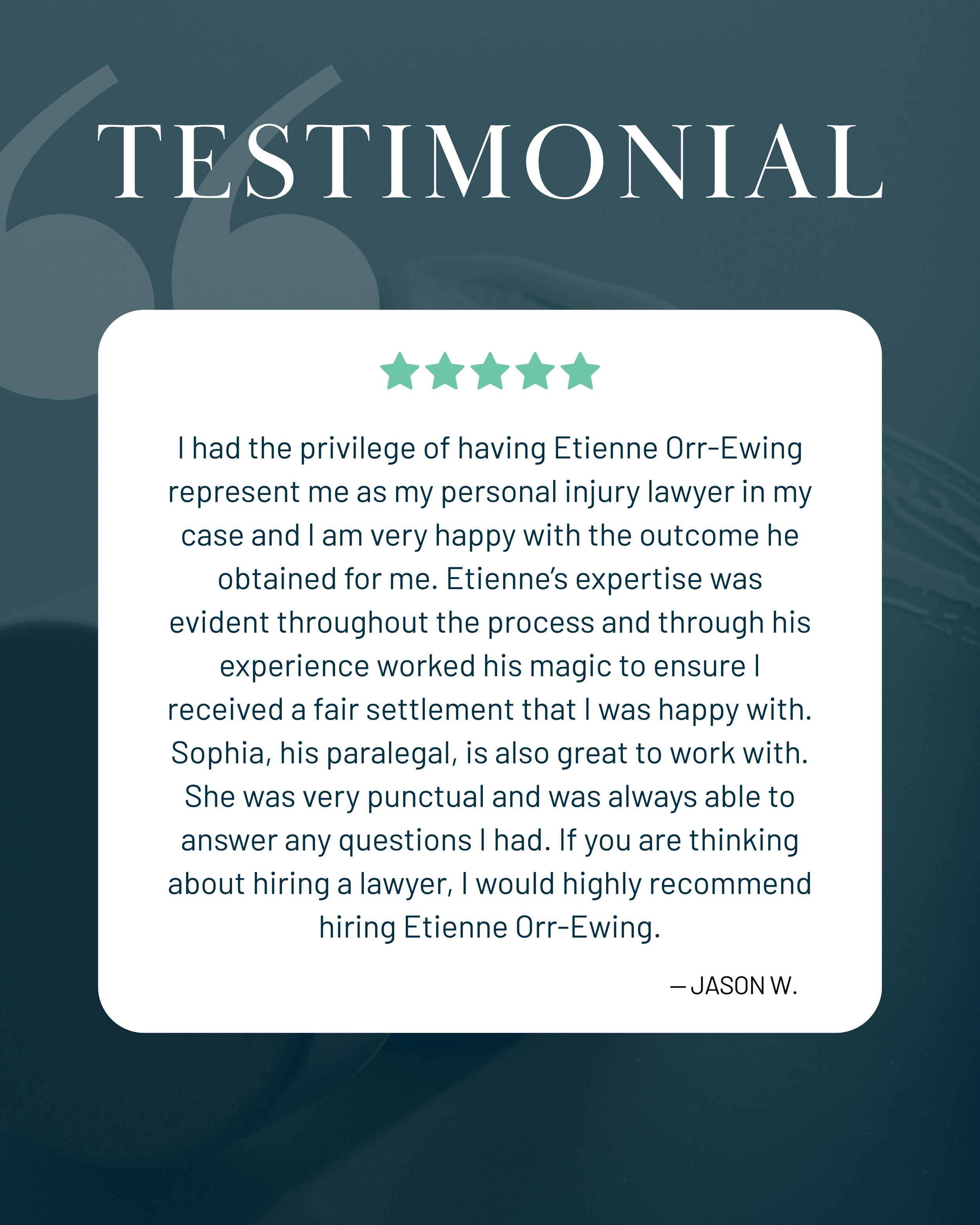 ⭐️ Your experience and results matter to us at Orr-Ewing Law Group. Our clients’ trust is the foundation of our work. Thank you for choosing us to stand by your side ⭐️