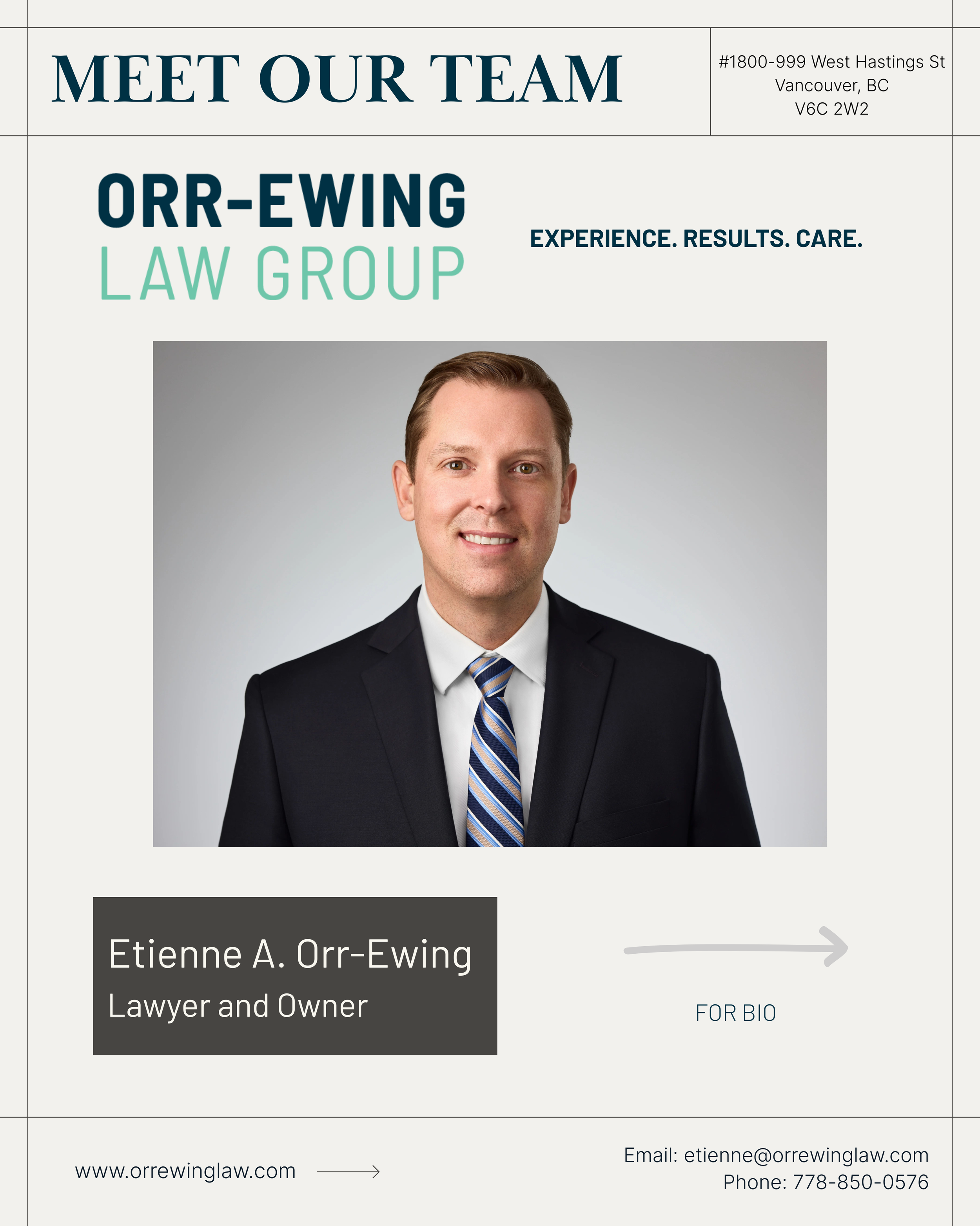 Proud to introduce our lawyer and owner — Etienne A. Orr-Ewing. 