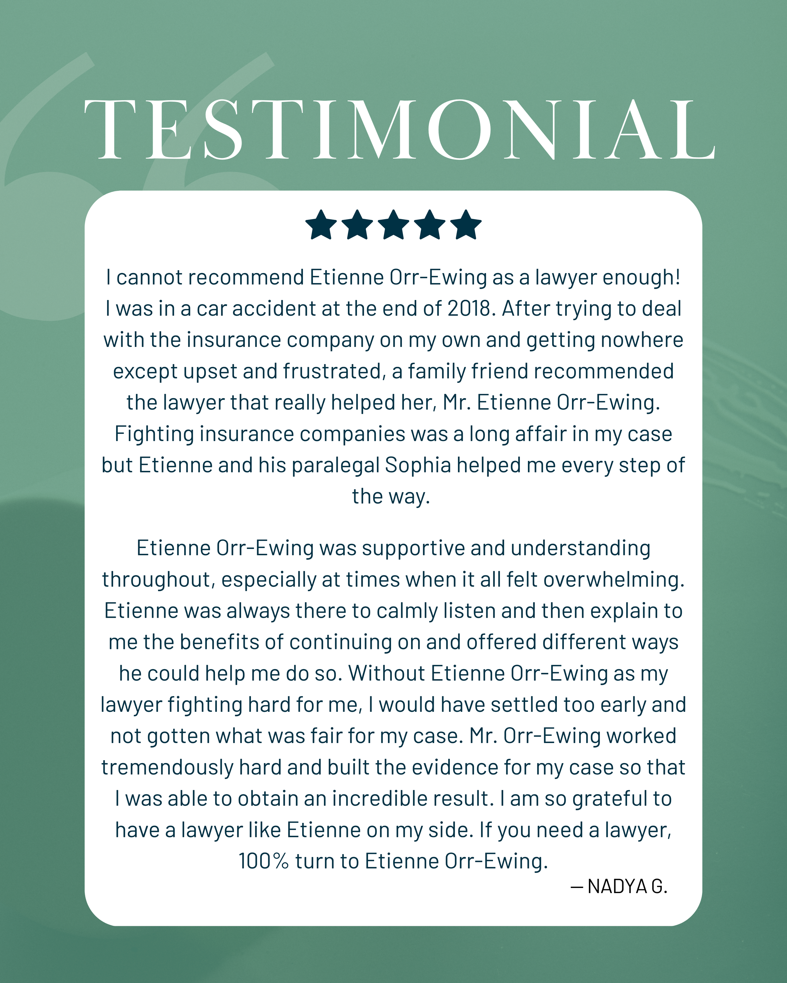 We are grateful for another positive client review ⭐️ Every review reinforces our commitment to clear communication, strong advocacy, client-first service, and ensure we are consistently meeting the highest standards of care.