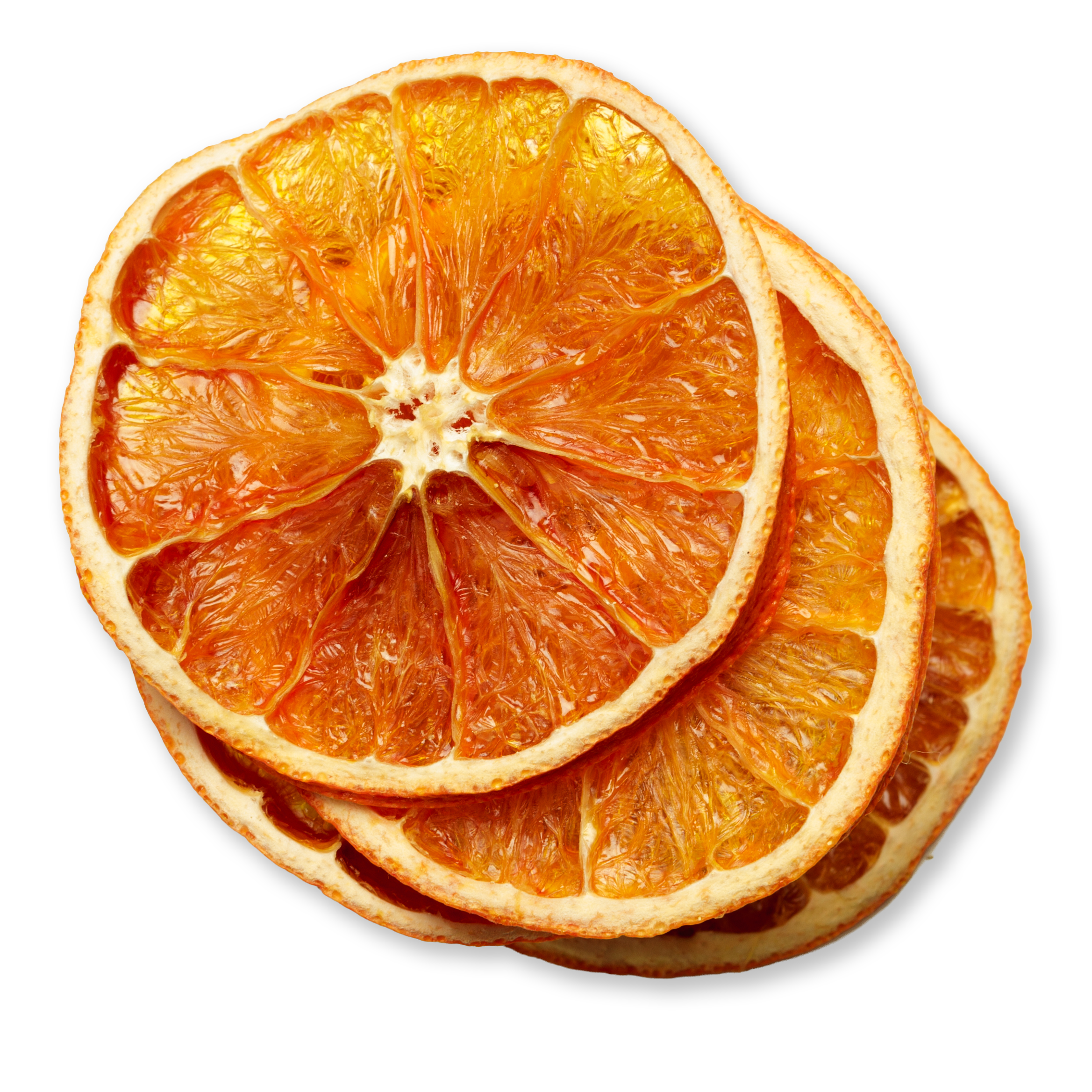 Two slices of dried orange on a transparant background | Mamasté