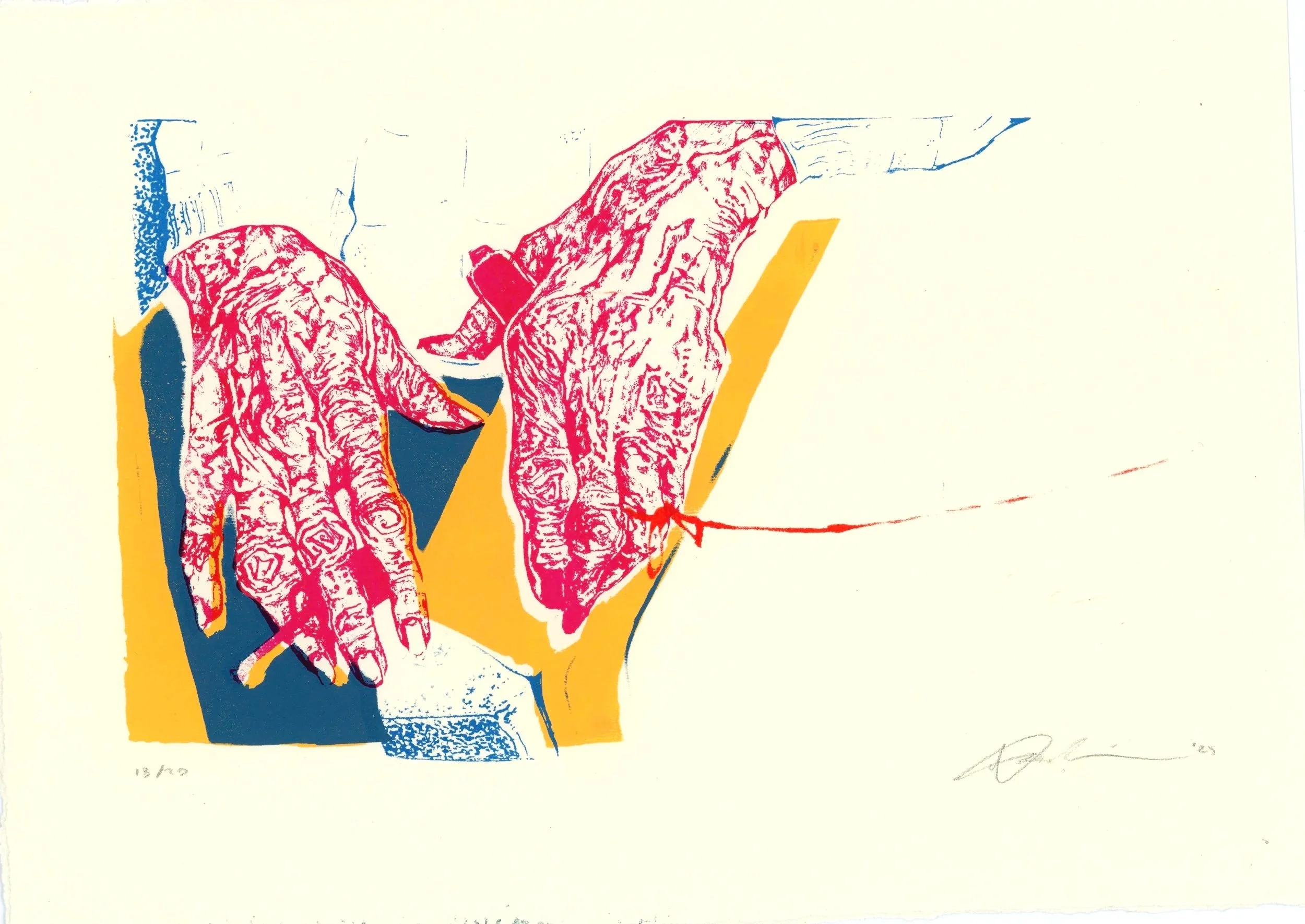 Why Do I String You Along? 9" x 12" (2025) Photo Emulsion Reduction Screenprint