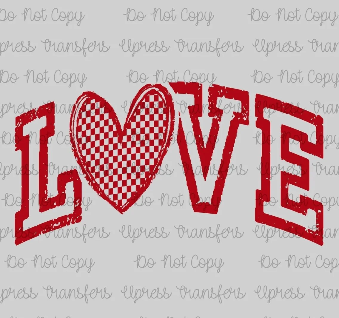 Distressed Love Checkered Heart