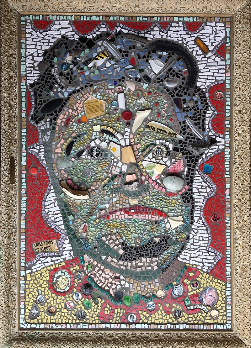 Metal Virgin Mary Cries Tears of Blood
29"w x 41"h    1999      SOLD