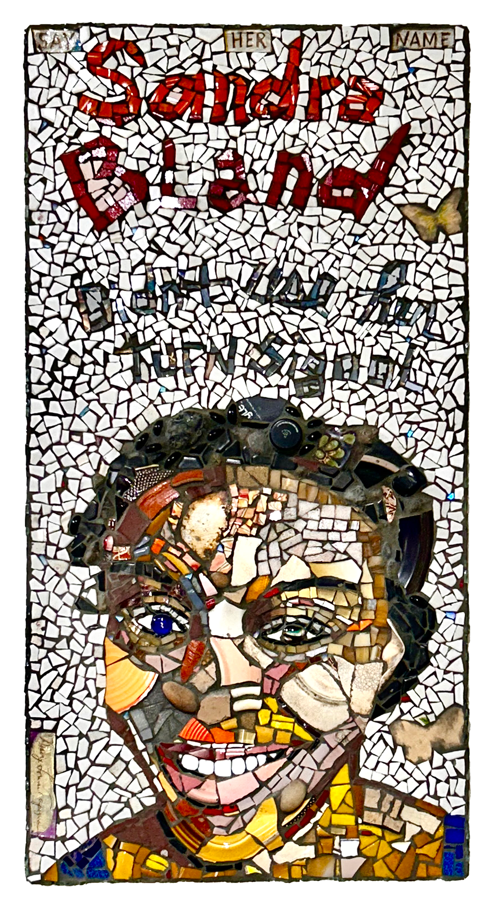 Sandra Bland
14"w x 28"h               2020
Became active in the church at age 10 and began playing the trombone. She earned a marching band scholarship to Prairie View A&M University.