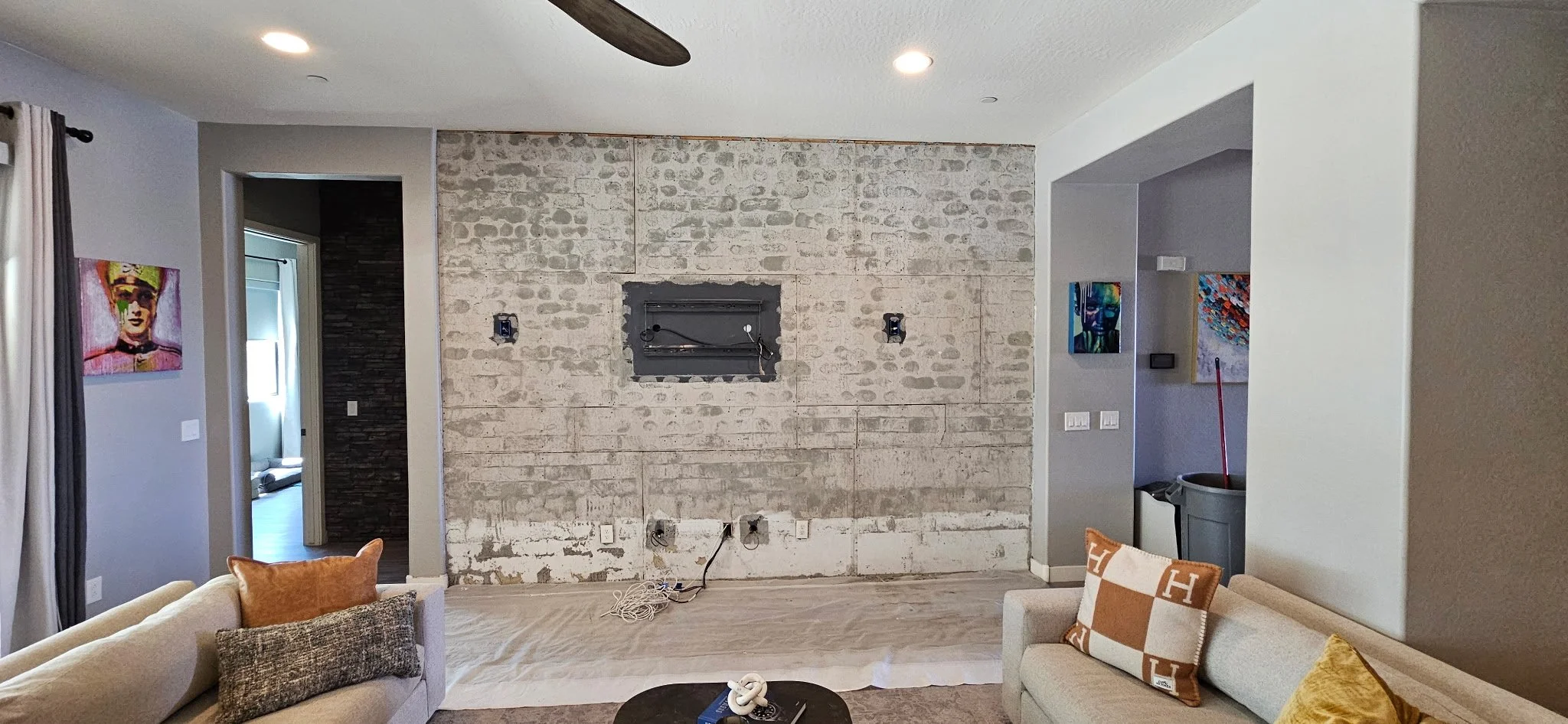 Wall with everything removed. 