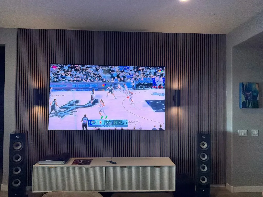 The completed installation with the television.